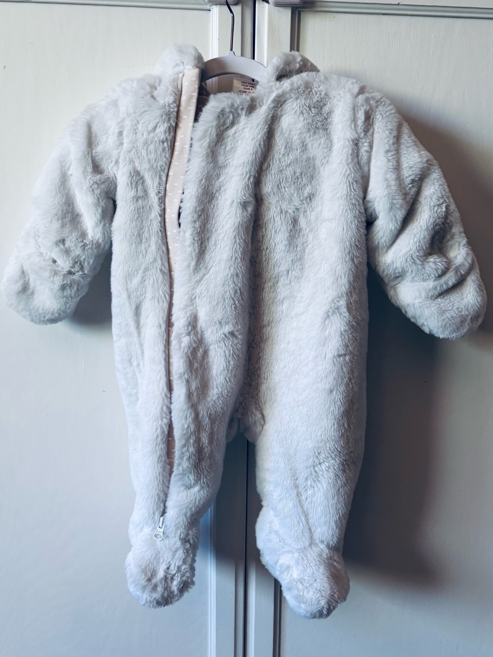 Cozy Plush Cream Baby Footie One-Piece with Hood